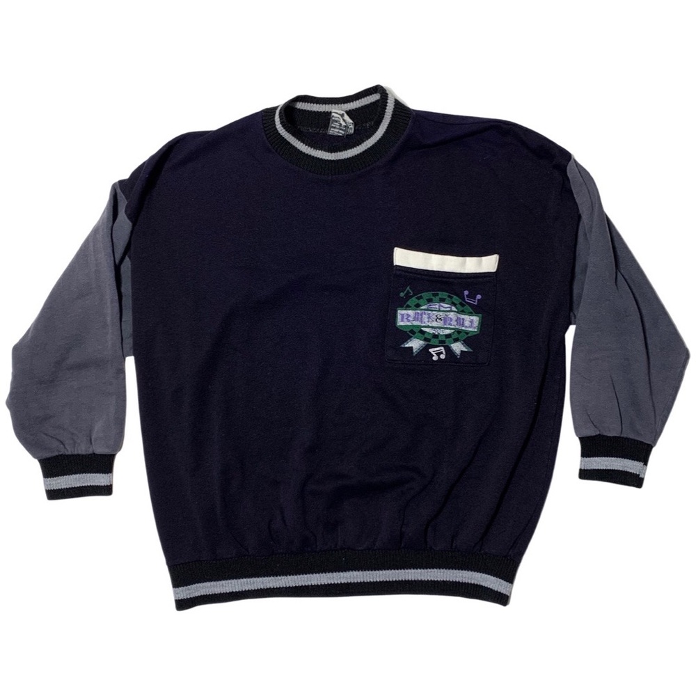 90’s Rock N Roll Vintage Retro Sweater Mens Size M Navy
